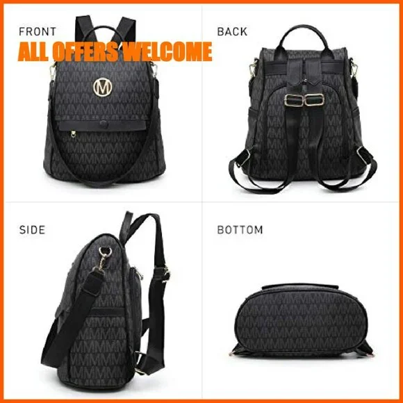 Vegan Leather Anti-Theft Backpack Purse with Multiple Pockets for Travel & - Picture 7 of 8